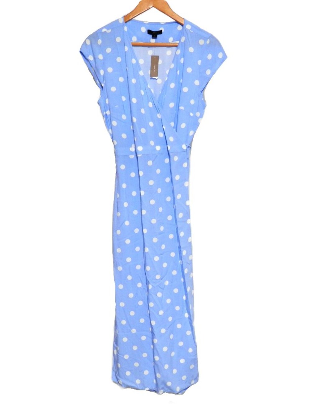 J. Crew Blue Midi Wrap Polka Dot Dress NWT, Size S